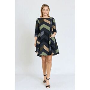 Egs California Women's Multi Color Chevron A-Line Mini Dress M